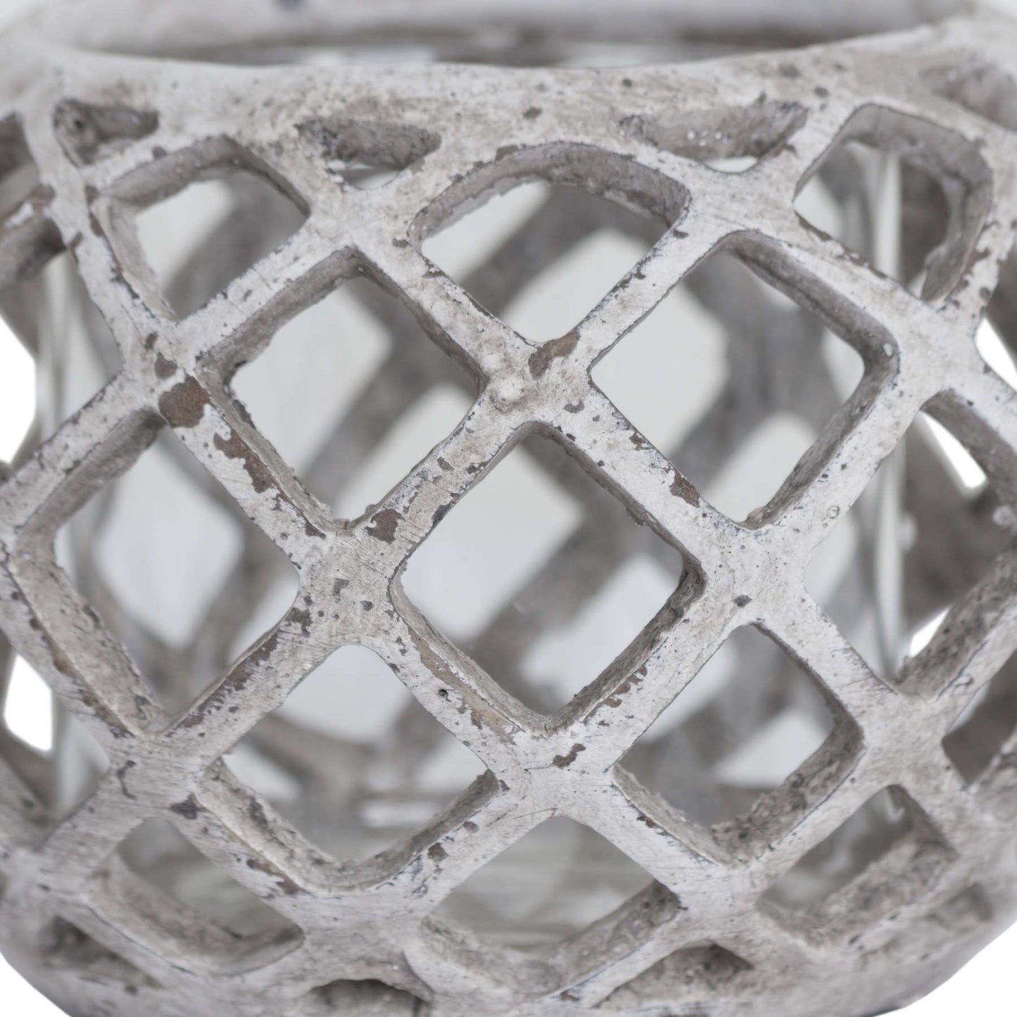 Round Ceramic Lattice Hurricane Lantern