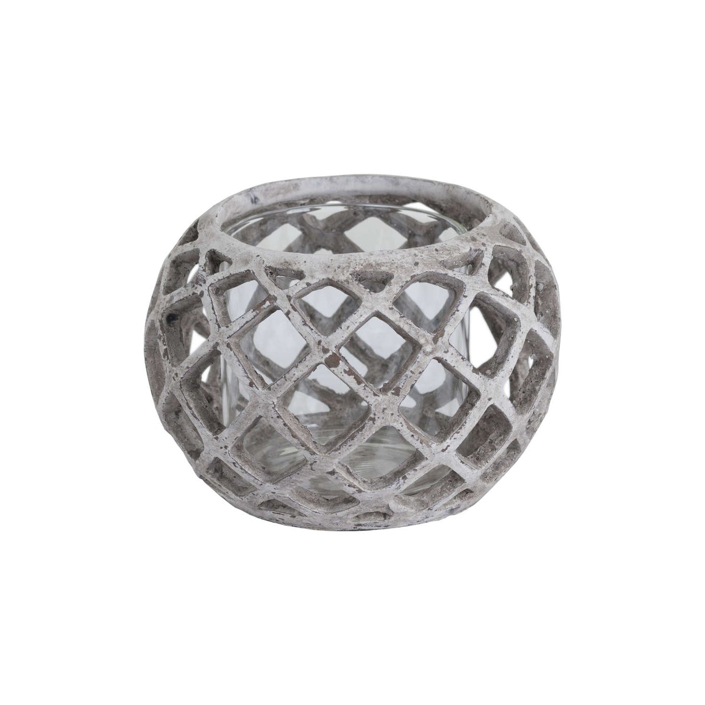 Round Ceramic Lattice Hurricane Lantern