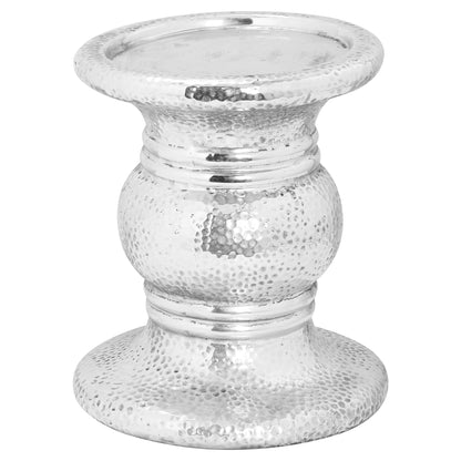 Silver Punch Faced Ceramic Candle Holder