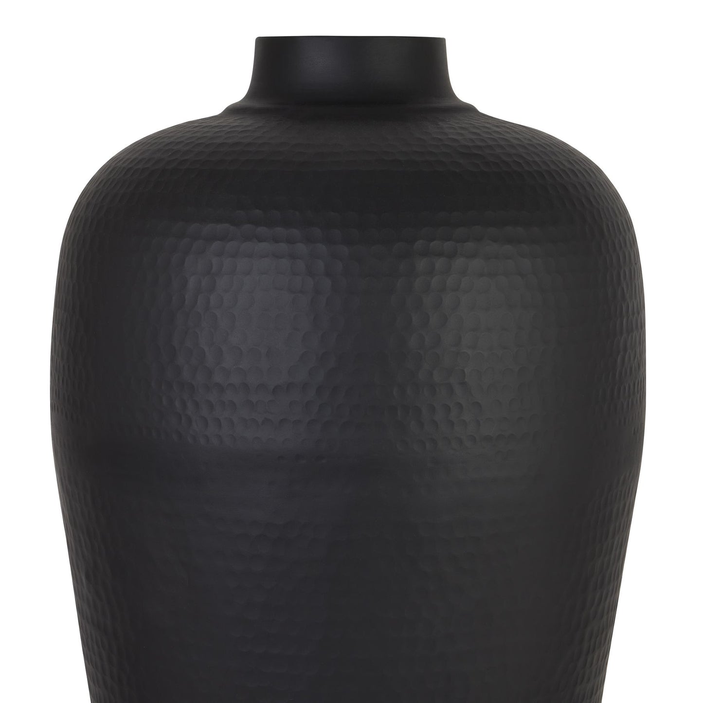 Matt Black Hammered Vase With Lid