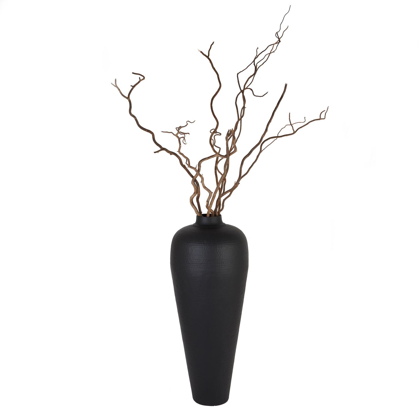 Matt Black Hammered Vase With Lid