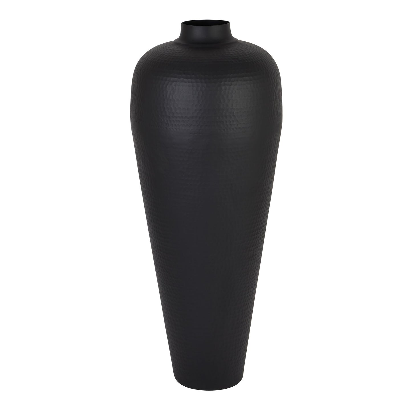 Matt Black Hammered Vase With Lid
