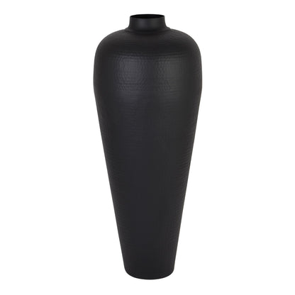 Matt Black Hammered Vase With Lid
