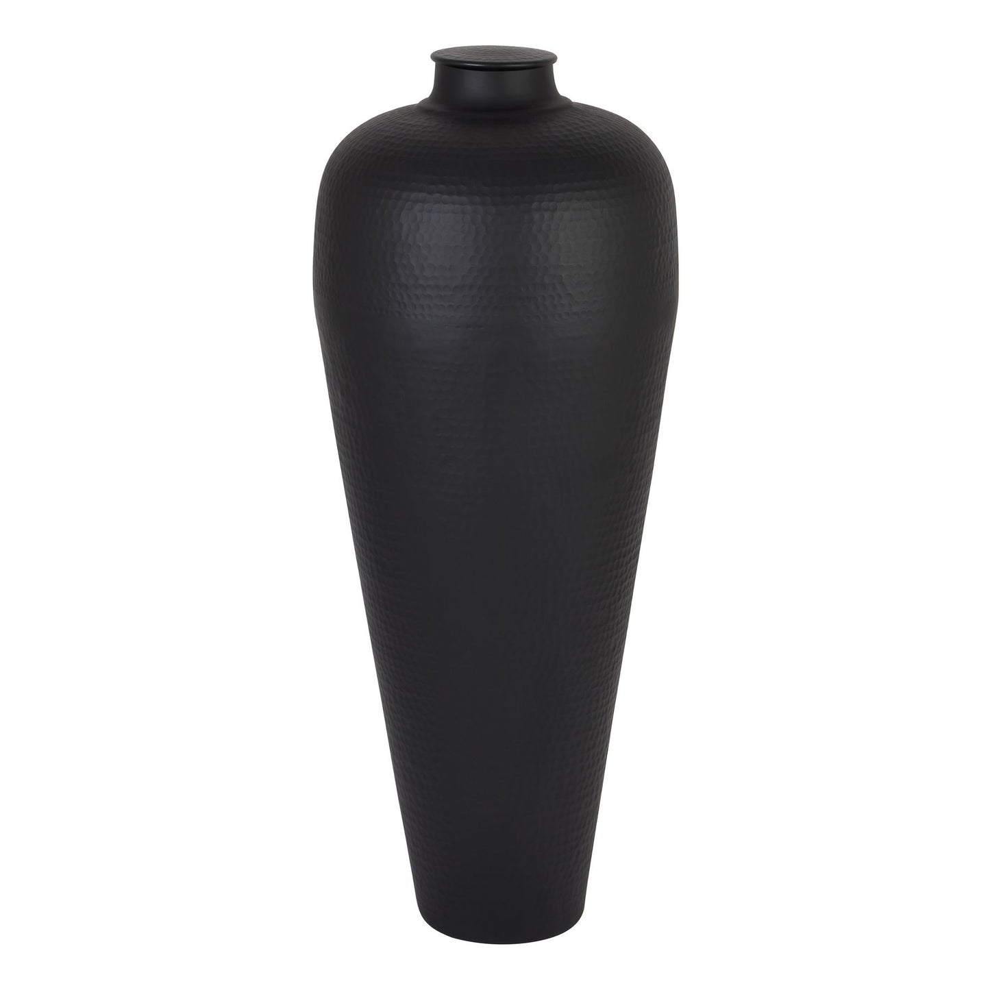 Matt Black Hammered Vase With Lid