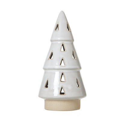 White Ceramic Cut-Out Tree With LED Lights