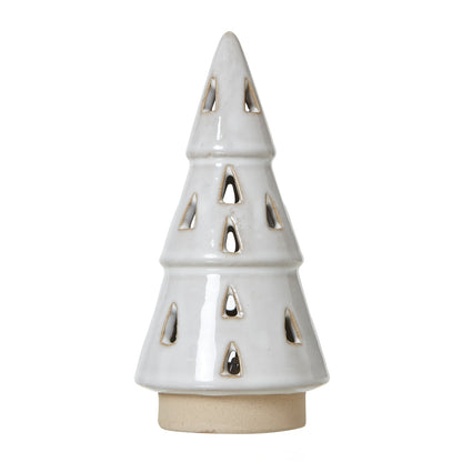 White Ceramic Cut-Out Tree With LED Lights