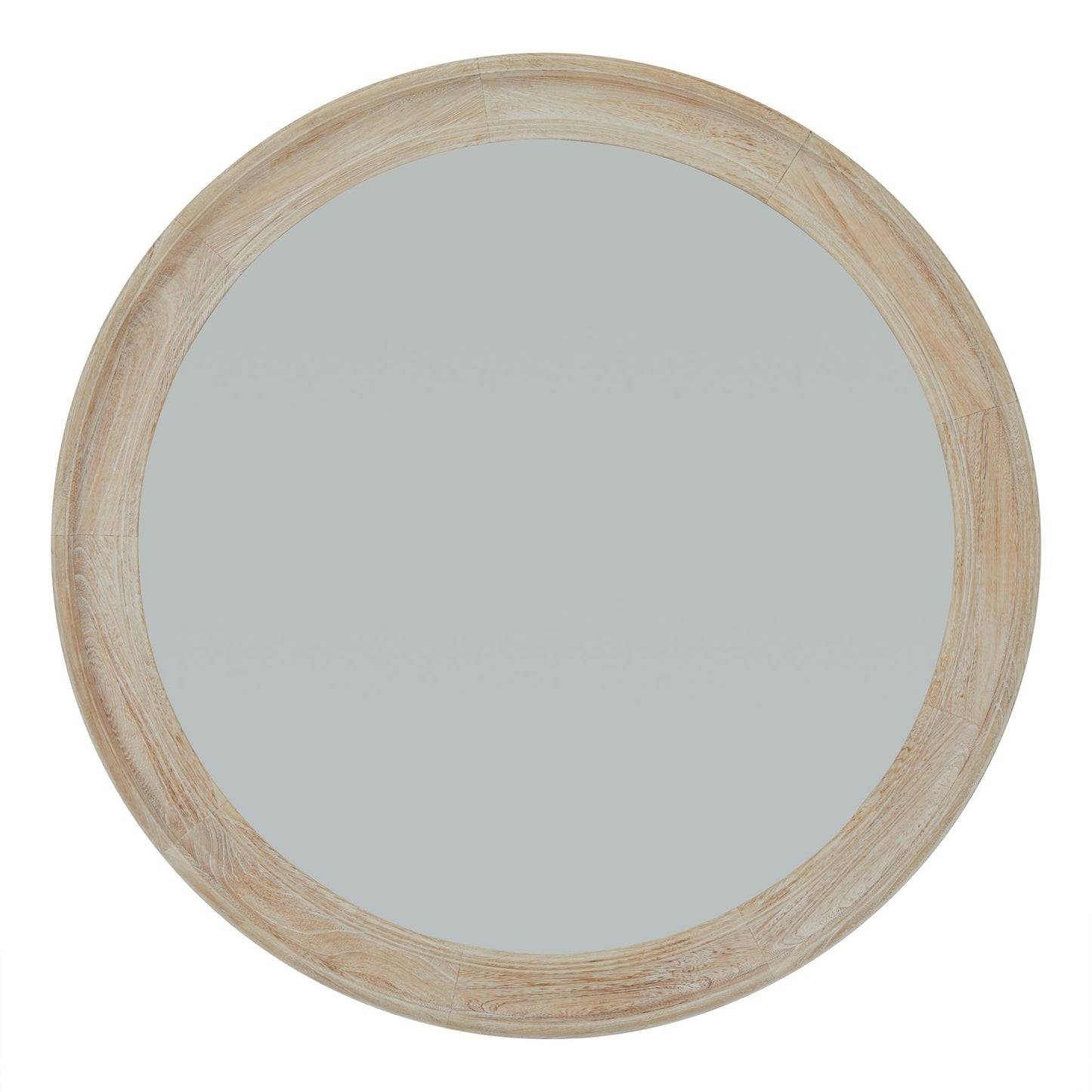 Washed Wood Round Framed Mirror