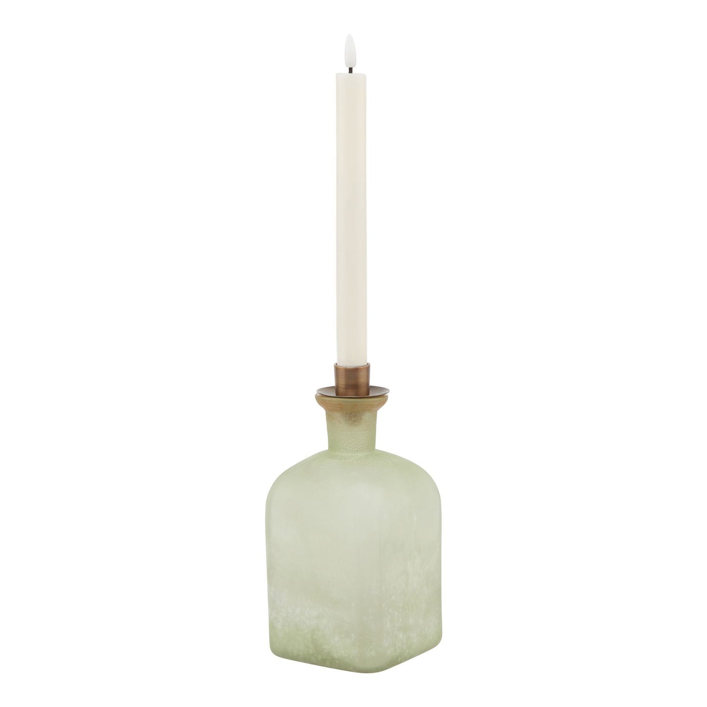 Smoked Sage and Aged Brass Candle Holder Vase