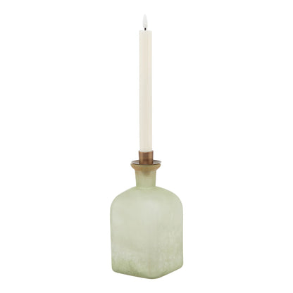 Smoked Sage and Aged Brass Candle Holder Vase