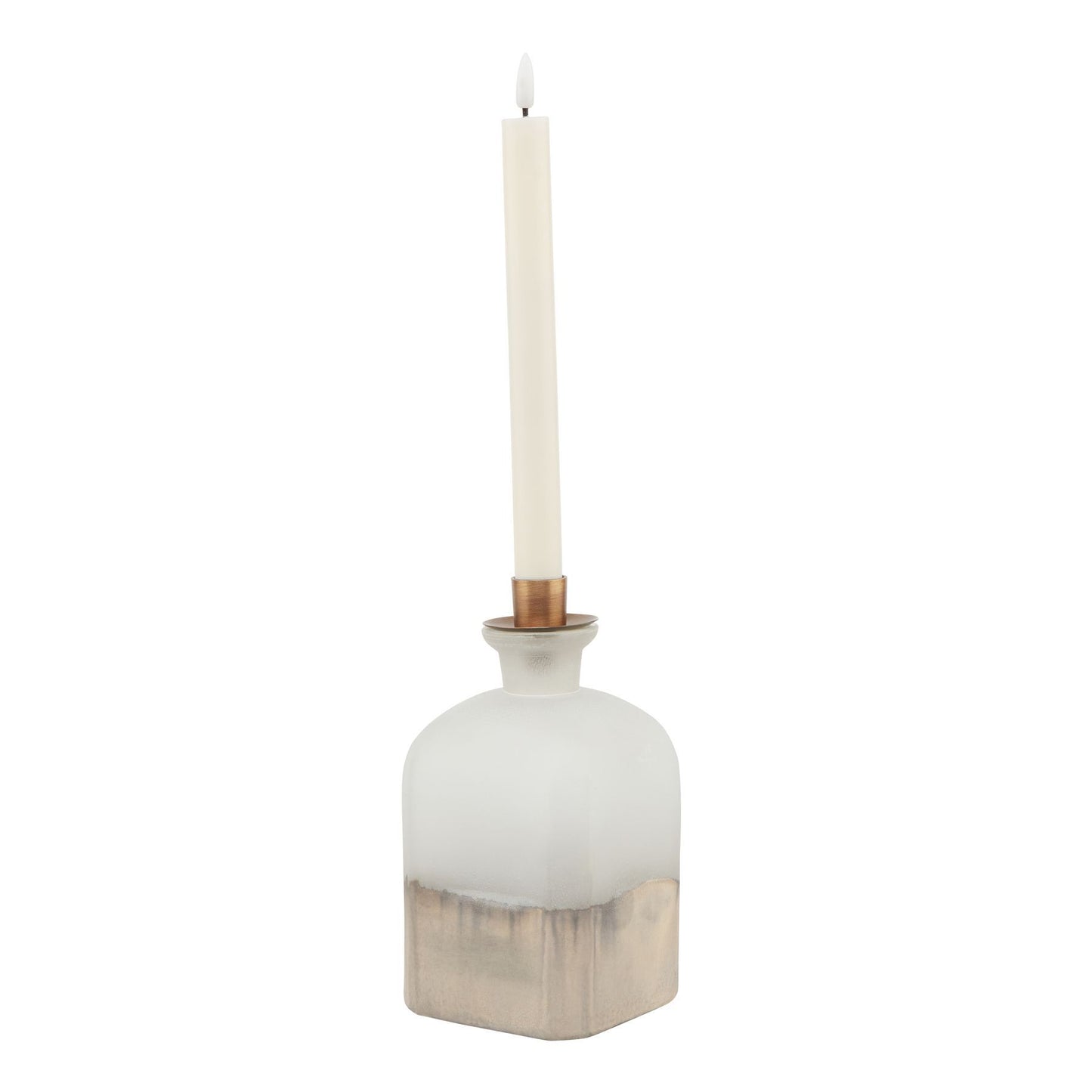 Burnished Dipped and Aged Brass Candle Holder Vase