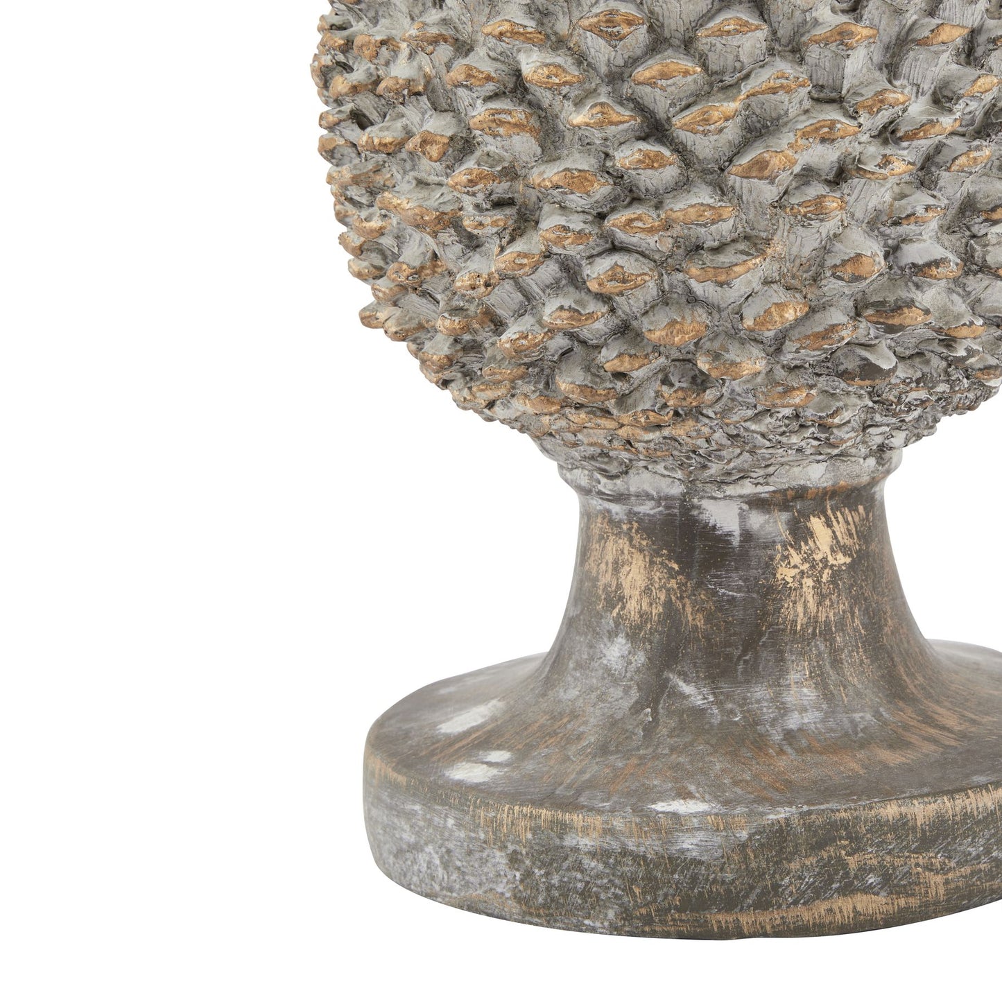 Stone Effect Pinecone Ornament | Golden Accents