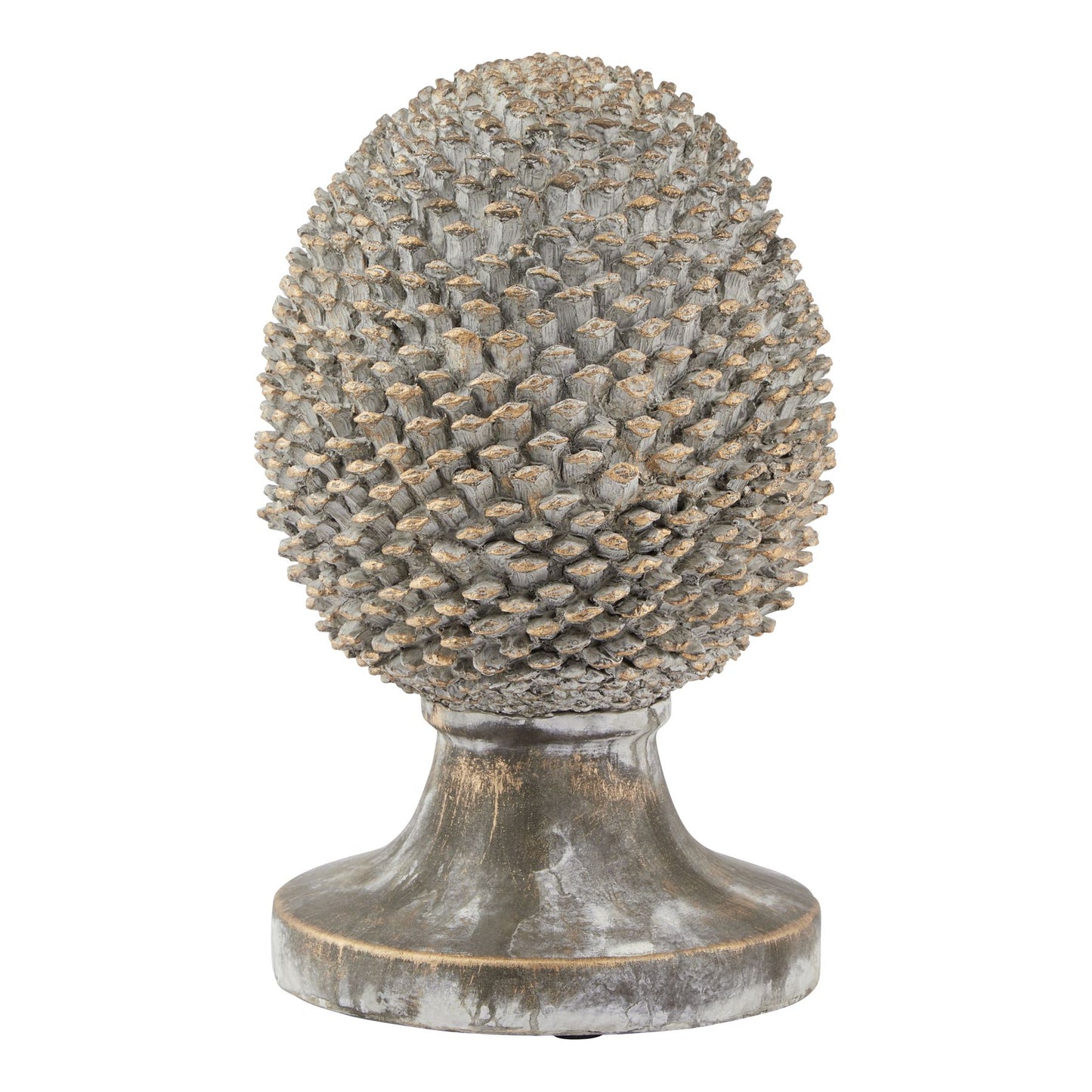Stone Effect Pinecone Ornament | Golden Accents