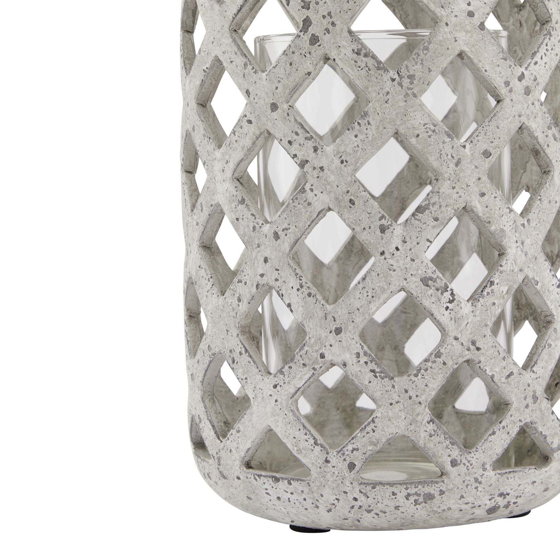 Grey Stone Effect Hurricane Lantern Small