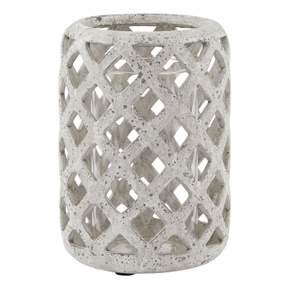 Grey Stone Effect Hurricane Lantern Small