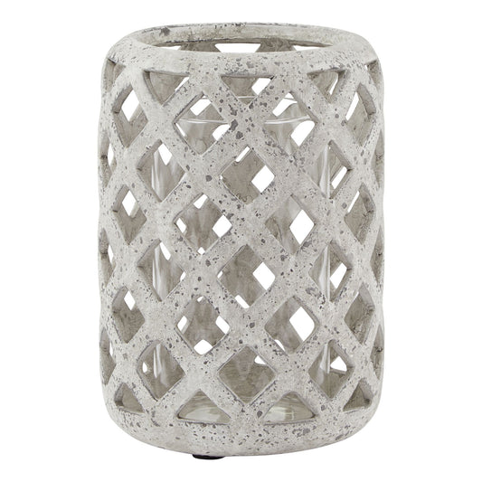 Grey Stone Effect Hurricane Lantern Small