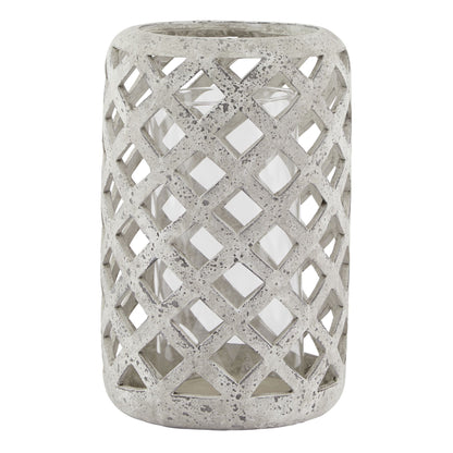 Grey Stone Effect Hurricane Lantern Large