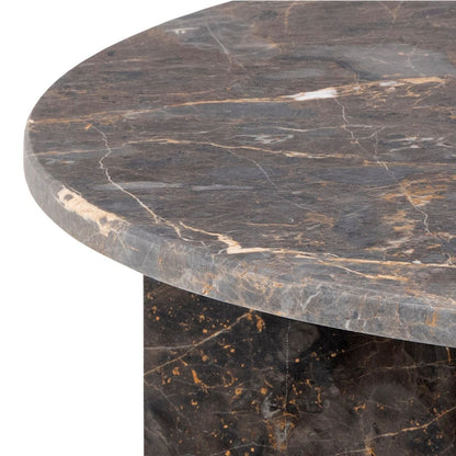 Vega Round Coffee Table in Marron Marble